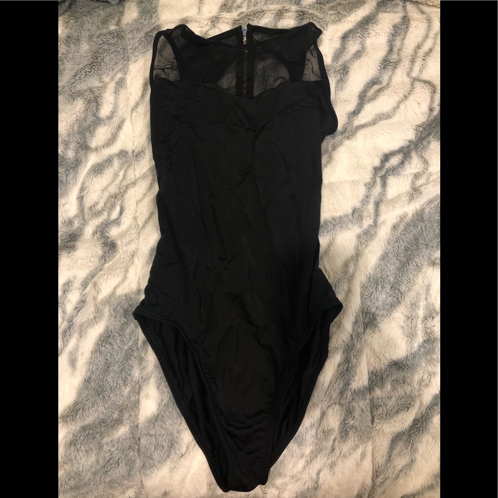 Black Zipper Back Leotard